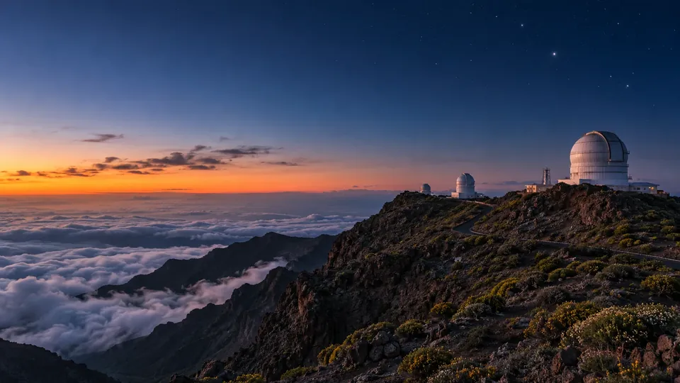 Sternwarten auf La Palma über einem Wolkenmeer